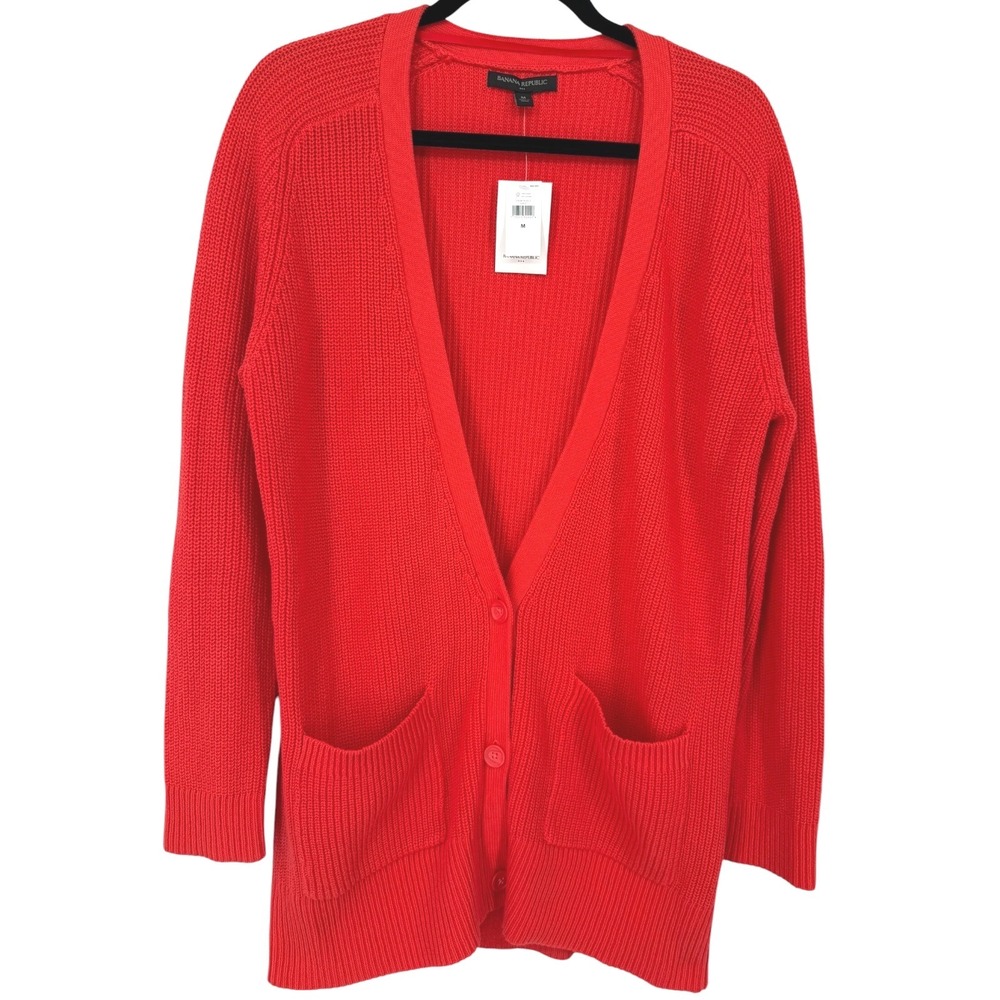 NWT Banana Republic Button Front Boyfriend Cardigan Sweater Orange Size Medium